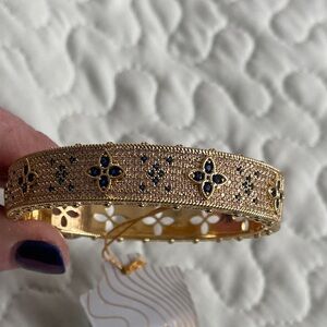 Gold and Blue Women's Bracelet with Intricate Design